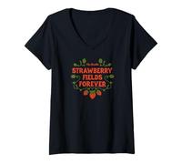 Womens The Beatles -Strawberry Fields Forever V-Neck T-Shirt