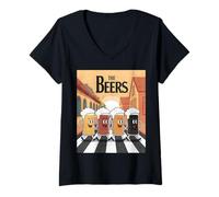 Womens The Beers Funny Beer Glasses Parody Retro Drinking Design V-Neck T-Shirt