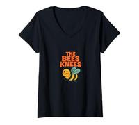 Womens The Bees Knees Funny Cute Bee Pun Spring Summer Buzz V-Neck T-Shirt