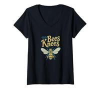 Womens The Bees Knees Funny Cute Bee Pun Spring Summer Buzz V-Neck T-Shirt