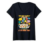 Womens The Best Family Stories Start at The Dinner Table V-Neck T-Shirt