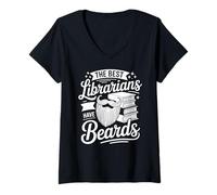 Women's The Best Librarians Have Beards Library Funny Librarian V-Neck T-Shirt