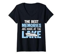 Womens The Best Memories are Made at The Lake Boat Lovers Camping V-Neck T-Shirt