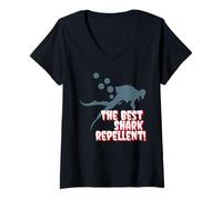 Womens The Best Shark Repellent - Diver Farting Bubbles V-Neck T-Shirt