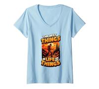Womens The Best Things in Life are Not Things Mountain Hiking Quote V-Neck T-Shirt
