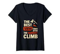 Womens The Best View Comes After The Hardest Climb, Climber Lover V-Neck T-Shirt