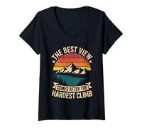 Womens The Best View Comes After The Hardest Climb V-Neck T-Shirt