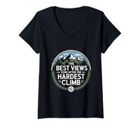 Womens The Best Views Come After The Hardest Climb Hiking V-Neck T-Shirt