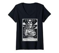 Womens The Bibimbap Connoisseur Korean Food Tarot Card Skeleton V-Neck T-Shirt