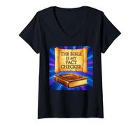 Women's The Bible is My Fact Checker Christian Anime V-Neck T-Shirt