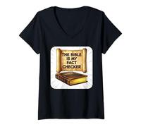 Women's The Bible is My Fact Checker Christian Anime V-Neck T-Shirt