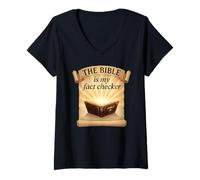Women's The Bible is My Fact Checker Christian V-Neck T-Shirt