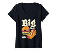 Women's The Big Decision Burger Hotdog American Flag V-Neck T-Shirt