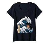 Women's The Big Wave Eats Cookies V-Neck T-Shirt
