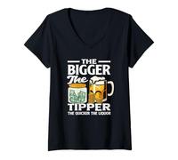 Womens The Bigger The Tipper Bartender Humor Fun V-Neck T-Shirt