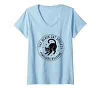 Womens The Black Cat Society Familiars Welcome V-Neck T-Shirt