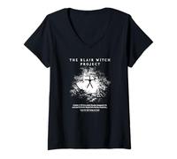 Womens The Blair Witch Project Black and White Trees Horror Movie V-Neck T-Shirt