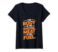 Womens The Body is The Engine Meat is The Fuel Carnivore V-Neck T-Shirt