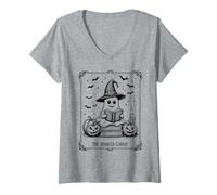 Womens The Booked Ghost Tarot Style Cute Halloween Costume V-Neck T-Shirt