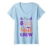 Womens The Bootiful Crew Friends Sista Boos Funny Halloween Boo Fun V-Neck T-Shirt
