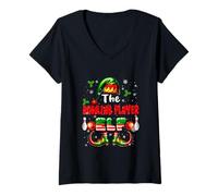 Womens The Bowling Player Elf Christmas Job Team Matching Parties V-Neck T-Shirt