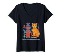 Womens The Boy Who Became a Jaguar Amazonian Shapeshifting Myth V-Neck T-Shirt