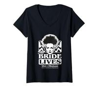 Womens The Bride Lives Bride of Frankenstein V-Neck T-Shirt