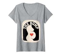 Women's The Bump Retro Pregnancy Announcement Theme V-Neck T-Shirt