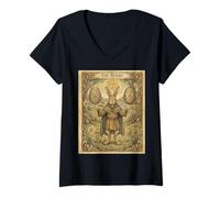 Women's The Bunny Lover Tarot Card Vintage Easter Day Men Women Kids V-Neck T-Shirt