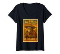 Womens The Burrito Bandito El Squatcho Burrito Loving Sasquatch V-Neck T-Shirt