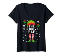 Womens The Bus Driver Elf Christmas Matching V-Neck T-Shirt
