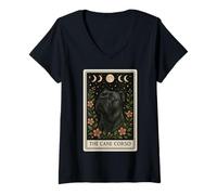 Womens The Cane Corso Dog Tarot Card Witchy Moon V-Neck T-Shirt