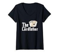 Womens The Card-Father Poker Game Cards Playing Gambling Gambler V-Neck T-Shirt