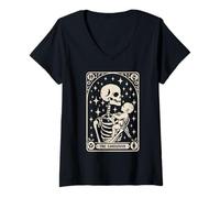 Womens The Caregiver Tarot Card Halloween V-Neck T-Shirt