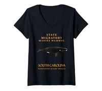 Womens The Carolinas Territory Migratory Marine Mammal The Whale V-Neck T-Shirt
