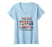 Women's The Cat Committee Funny Cat-Lover Humor V-Neck T-Shirt