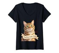 Women's The Cat Lady Club Proud Tabby Member V-Neck T-Shirt