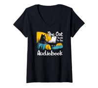 Womens The cat thinks I'm the audiobook V-Neck T-Shirt