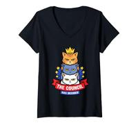 Women's The Cats Council Has Decided Funny Stacked Cat Meme Kitten V-Neck T-Shirt