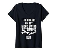 Women's The Chains On My Mood Swing Just Snapped Run V-Neck T-Shirt