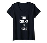 Womens The Champ Is Here Fury King Boxing gym V-Neck T-Shirt