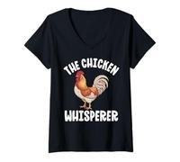 Womens The Chicken Whisperer Funny Chicken Lover Farming Cute V-Neck T-Shirt