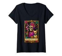 Womens The Chihuahua Mom Tarot Card Funny Coffee Lover Dog Mama V-Neck T-Shirt