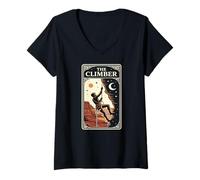 Women's The Climber Tarot Card Bouldering Outdoor Rock Climbing V-Neck T-Shirt
