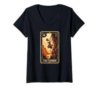 Women's The Climber Tarot Card Bouldering Outdoor Rock Climbing V-Neck T-Shirt