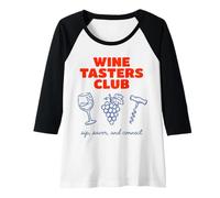 Womens The Club Sip Savor Line Art Wine Tasting Graphic Raglan Baseball Tee