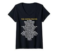 Women's The Coffee Prayer - Funny Caffeine Addict & Barista Parody V-Neck T-Shirt