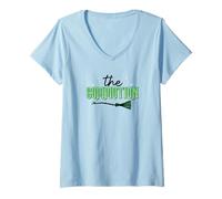 Womens The Commotion Witchy Green Broom V-Neck T-Shirt