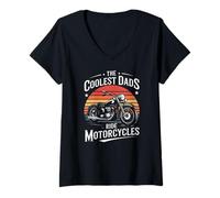 Womens The Coolest Dads Ride Motorcycles Biker Dad V-Neck T-Shirt