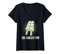 Womens The Coolest Pop Funny Fathers Day Humor Dad Cool Daddy Joke V-Neck T-Shirt